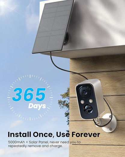 FOAOOD Security Cameras Wireless Outdoor with Solar Panel Cameras for Home Security, Home Camera with Color Night Vision, PIR Human Detection, 2-Way Talk, IP66 Waterproof (2Packs-White)