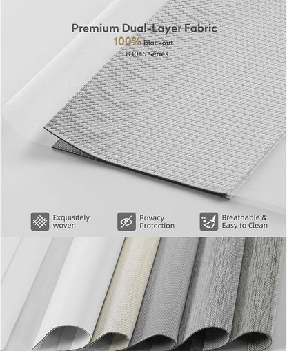 ACMEART Motorized Zebra Blinds,Smart APP & Remote Control 100% Blackout Shades,Compatible with Alexa,Custom Size Electric Window Blinds for Bedroom/Home/Office (Dove Grey)