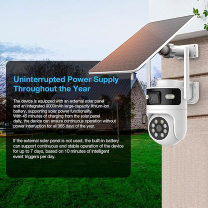 6MP Dual Lens Solar Security Cameras Wireless Outdoor, AOV 24/7 Recording Cameras for Home Security with 360° View, APP Alarm, Auto Tracking, Night Vision, Dual-Band WiFi, IP65, 8W Solar Panel