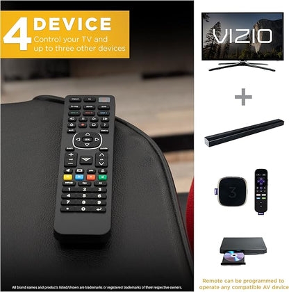 UltraPro 4-Device Replacement Remote for Vizio, Smart TV | Compatible with LED LCD HD UHD 4K HDR Plus Universal Remote Control Function for Streaming Players, Sound Bars,, 67208