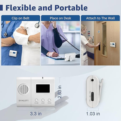 Wireless Caregiver Pager with LCD Number Monitor Alert Tone Silent Mode Compatible with SYNLETT Wireless Nurse Call System Caregivers Nurses Service Staff Must Pair to CMU to Function