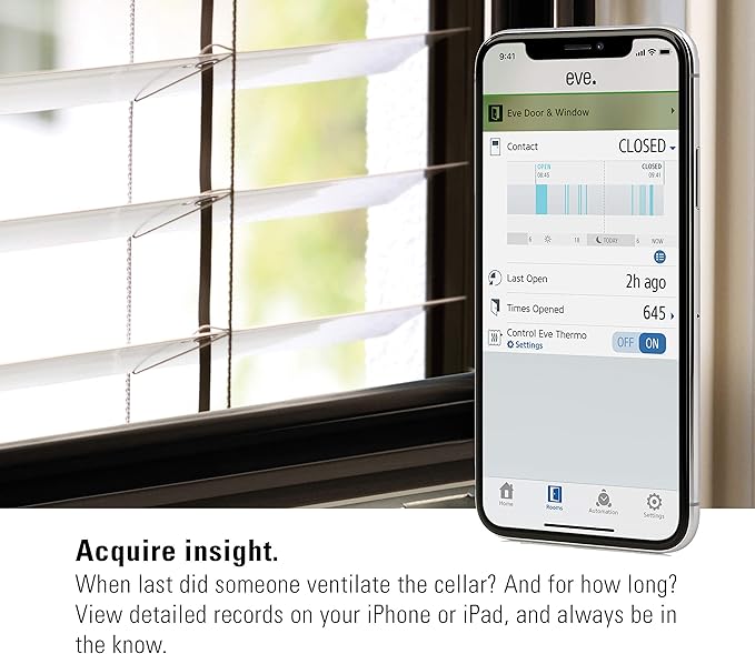 Eve Door & Window (Apple Home) – Smart Contact Sensor for Doors & Windows, Notifications (Open/Closed State), Automatic Control of Accessories & Scenes, no Bridge, Bluetooth & Thread