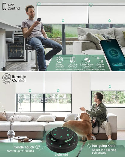 Yoolax Motorized Blinds with Remote, 100% Blackout Smart Roller Shades Work with Alexa, Google, Apple Homekit, Custom Automatic Shades with Voice Control for Bedroom Office (Fabric White)