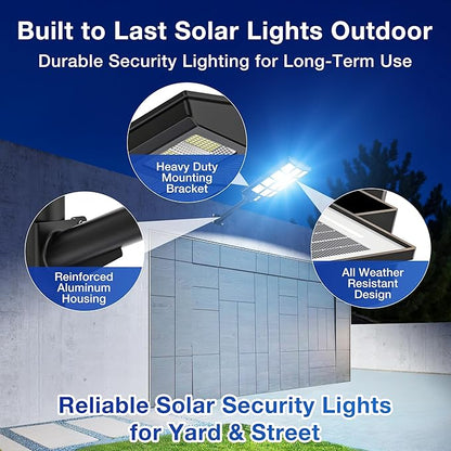 OKPRO 8000W Solar Street Light Outdoor, IP66 Waterproof Solar Lights Outdoor with Motion Sensor & Remote, Dusk to Dawn Commercial Security Lighting for Parking Lot, Yard, Farm, Driveway