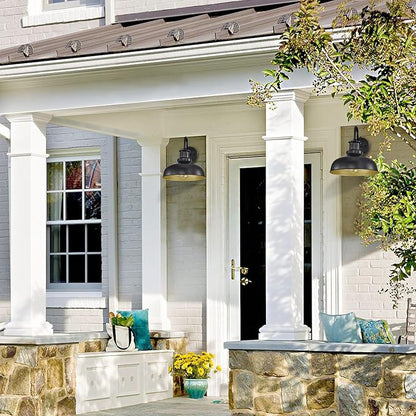 Dusk to Dawn Outdoor Barn Lights Outdoor Wall Sconces Farmhouse Exterior Wall Mount Light Vintage Outside Lighting Fixture Industrial Black Lanterns for Porch Garage Shed Patio, 4 Pack