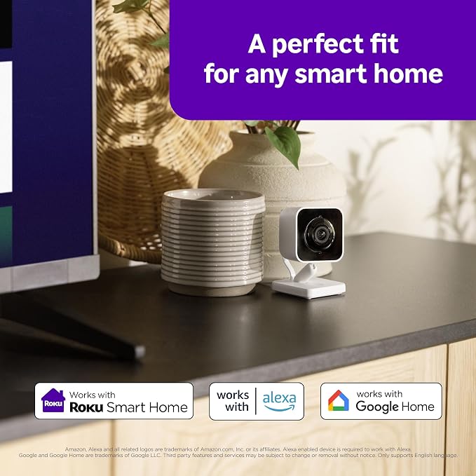Roku New Indoor Camera 2024 - Home Security - 16-Pack - Wired Security Camera & Pet Monitor with 1080p HD Color Night Vision, Compatible with Alexa & Google, Motion & Sound Detection, WDR & WiFi 6