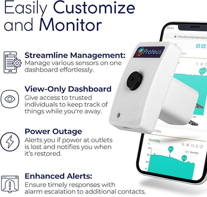 Proteus AMBIO - Wifi Temperature Humidity sensor with Buzzer and Email/Text Alerts