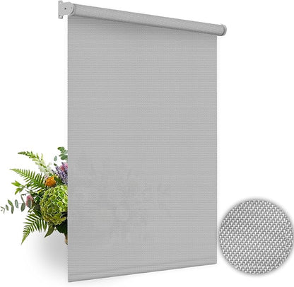 HILADUO Customized Solar Screen Roller Shade Blinds with Remote-Controlled Motorized Operation, Minimal to Blackout Visibility, Made in The USA