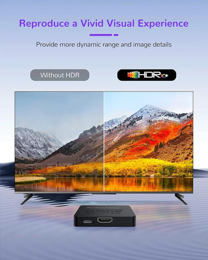 avedio links 8K HDMI Splitter 1 in 2 Out w/ 4ft 8K Hdmi Cable (Not Extended Display), Mirror Only, 4K@120Hz HDMI 2.1 Splitter for Monitor, TV, Support HDCP2.3, 48Gbps, VRR, ALLM, Dol-by Vision, Atmos