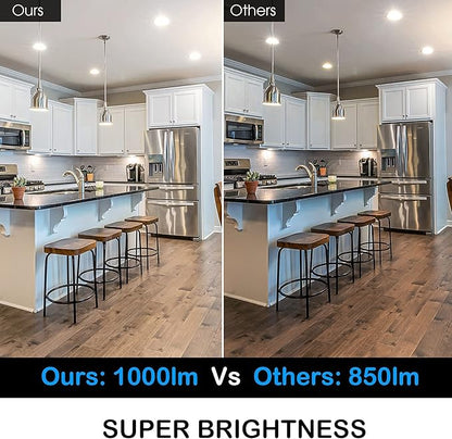 Energetic 5/6 Inch LED Recessed Lighting, 1000LM, 3000K Warm White Downlight, 12W=150W, Dimmable LED Can Light, Wet Rated, Simple Retrofit Installation, IC Rated & ETL Listed, 12 Pack