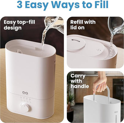 Everlasting Comfort 6L Humidifiers for Bedroom, Quiet 50HR Runtime No-Filter Supersized Cool Mist Humidifier Large Room for Whole House, Plants, Baby Nursery, Allergies, Dry Skin, Congestion, Indoor