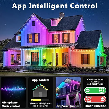 LETIANPAI 300FT Permanent Outdoor Lights,RGB Eaves Light with App Control Remote,DIY Scene Modes IP67 Waterproof Under Eave Lighting,Outdoor Lights for Decor,Garden Decor,House,Party