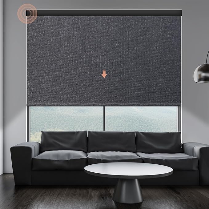 Motorized Blinds Roller Shade with Remote: Canisteo Automatic Smart Blind for Windows 100% Blackout, Electric Blinds Compatible with Alexa/Google Home/Apple Homekit, Customized Size,Noir Umber