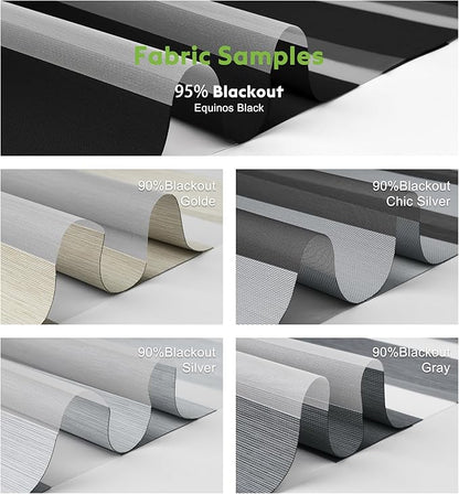 Motorized Zebra Blinds with Remote, Work with HomeKit Alexa Horizontal Automatic Electric Window Shades 90% Blackout Light Filtering for Smart Home and Office, Customized Size Fabric