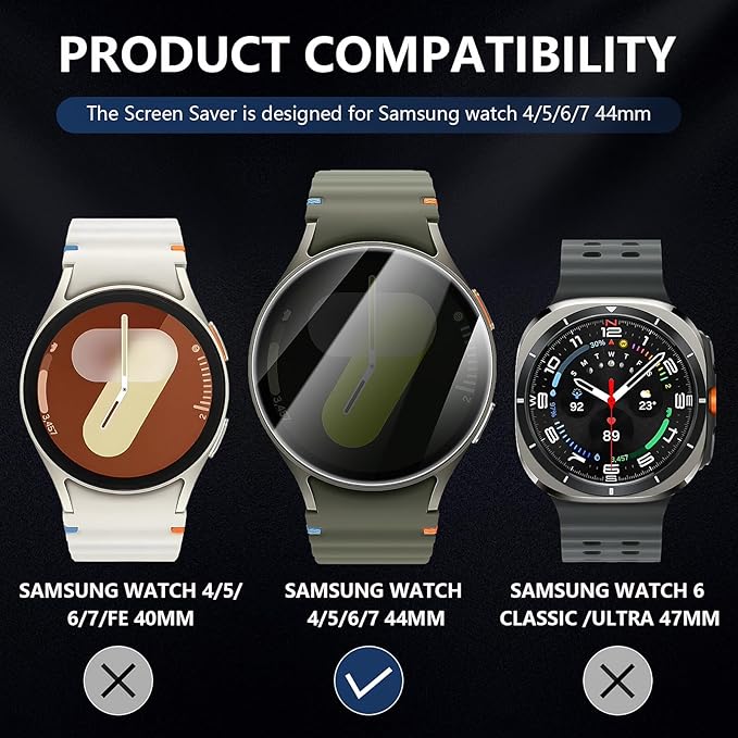 Suoman 4-Pack for Samsung Galaxy Watch 6/7 44mm Privacy Screen Protector, [Anti-peeping] 9H Hardness Ultra-thin Tempered Glass Screen Protective Film