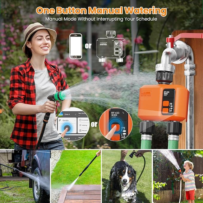 WiFi Sprinkler Timer 2 Zone, Smart Water Timer for Garden Hose Irrigation