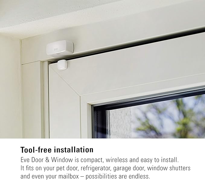 Eve Door & Window (Apple Home) – Smart Contact Sensor for Doors & Windows, Notifications (Open/Closed State), Automatic Control of Accessories & Scenes, no Bridge, Bluetooth & Thread