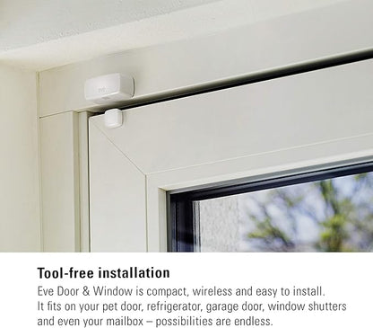 Eve Door & Window (Apple Home) – Smart Contact Sensor for Doors & Windows, Notifications (Open/Closed State), Automatic Control of Accessories & Scenes, no Bridge, Bluetooth & Thread