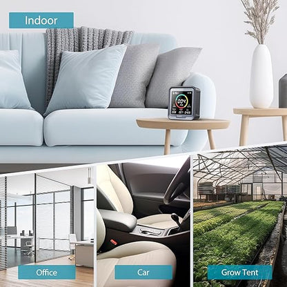 INKBIRDPLUS NDIR Indoor Air Quality Monitor with Battery Powered, Detector for Co2, Pm2.5, Pm10, Aqi, Temperature & Humidity,6-in-1 Air Quality Detector Meter for Home, Grow Tent Etc.