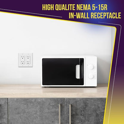 ENERLITES 10 Pack Decorator Wall Outlet, 15A Standard Electrical Receptacle | Self-Grounding, UL Listed, 5-15R, 125V, Non-Tamper Resistant Residential Outlets for Home, Kitchen, Bathroom, White