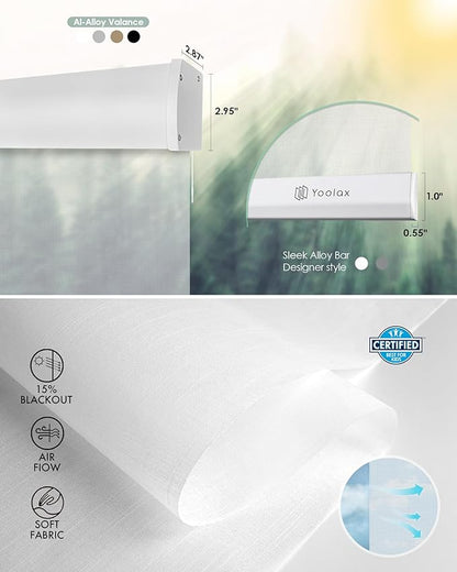 Yoolax Motorized Blinds with Remote, Light Filtering Smart Blinds Compatible with Alexa Google Home, Automatic Shades for Windows Living Room, Custom Size (15% Blackout V- Haze White)