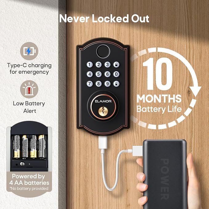 M19 Fingerprint Door Lock, Smart Keyless Entry Deadbolt for Front Door ORB