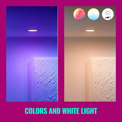 WiZ Connected Smart Retrofit Recessed Downlight, 1000 Lumens, 6 Inch Matter Compatible LED Color Changing Lights, Motion Recessed Lighting Fixture, Connects to Your Wi-Fi, Control with Voice or App