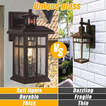 Brilvibera 2 Packs Motion Sensor Outdoor Lights- Outdoor Porch Lights Light Fixtures Motion Sensor Bronze, Porch Lights Outdoor Bronze, Exterior Lights for House, Garage, Door