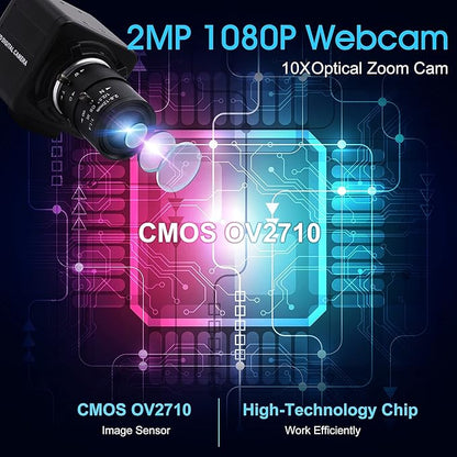 1080P USB Webcam with Zoom 5-50mm, Variable Focus, High Speed 100fps, UVC USB2.0 for PC & Industrial Video