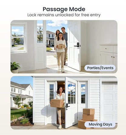 Veise VE019 Fingerprint Smart Lever Lock, App Control, Keyless Entry Door Lock with Handle, Touchscreen Keypad Knob for Front Door and Bedroom, Remote Access Sharing, IP55 Waterproof, Matte Black