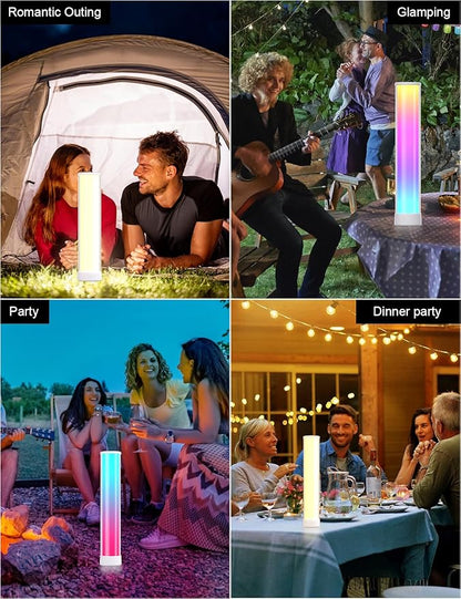 Rechargeable Table Lamp, RGB IC LED Light Bar, 1500 Lumens, APP & Remote Control Bedside Table Lamp with Music Sync, Color Changing Ambient Lighting for Bedside Table Desk Monitor Gaming White