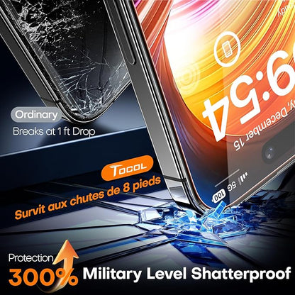 TOCOL for iPhone 16 Screen Protector, Full Coverage 9H Hardness Easy Installation Military Grade Shatterproof HD Tempered Glass Case Friendly 2 Pack