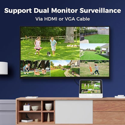 【Human Tracking+330° View】 Hiseeu 4K PoE Security Camera System,All-in-one 12" Monitor,8Pcs 5MP PoE PTZ Security Cameras for Home Security Outdoor,2-Way Audio,Color Night Vision,16CH Expandable