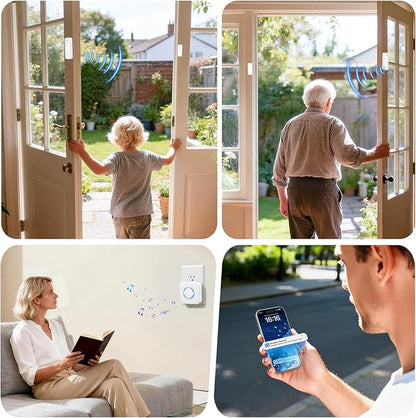 PHYSEN WiFi Door Sensor, Smart Window Alarm with App Alert, 500ft Range, 32 Chimes, Free-App-Notification