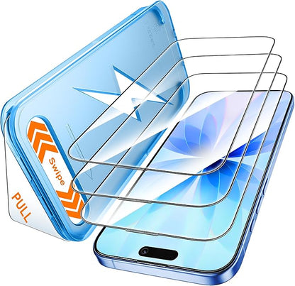 Mkeke for iPhone Air Screen Protector 3 Pack, [9H+ Hardness] [Military-Grade Drop Protection] [Sensitive Touch] [Easy Installation] [HD Clear] Full Edge Coverage Tempered Glass