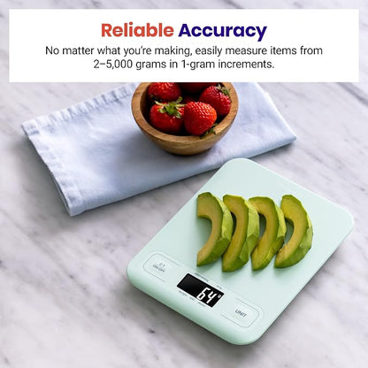 Etekcity Food Kitchen Scale, Digital Grams and Ounces, Medium | Tare function, ideal for baking, weight loss, keto, meal prep, packages, liquids and jewelry, Green