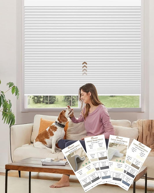 Kincmo Motorized Cellular Shades, Custom Motorized Blinds with Remote, Cordless Smart Electric Honeycomb Blinds Work with Apple HomeKit, Alexa, Google (Fabric-Samples Multicolor)