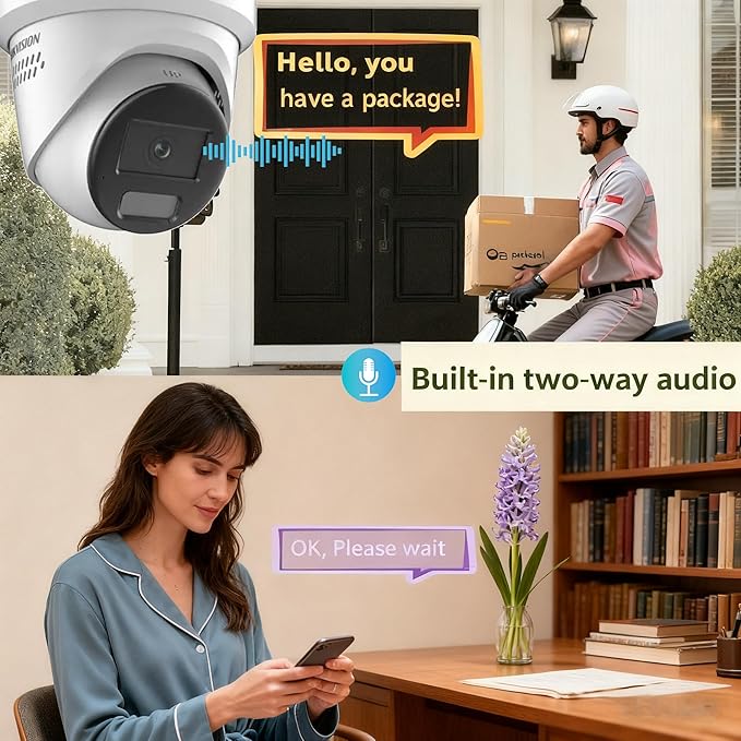 DS-2CD2387G2-LSU/SL Acusense 4K 8MP Color-Vu POE IP Dome Camera Outdoor, with Strobe Light and Audible Warning, 130dB True WDR, H.265+, Two Way Audio Human/Vehicle Detection, Work with Ⲏіkconnect