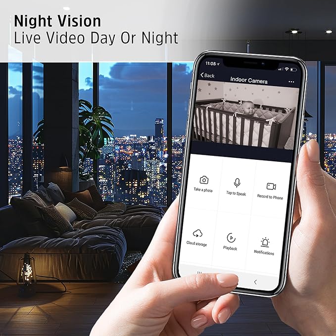 Energizer Smart 2K QHD Security Camera, Wired Indoor 2.4Ghz Wi-Fi Camera, 2-Way Audio, Night Vision, Motion Detection & Instant Alerts, App Control, Cloud & Micro SD Storage, Foldable for Privacy