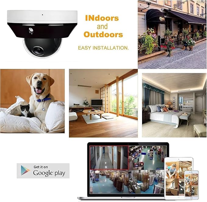Real HD 6MP Mini PTZ Dome PoE IP Camera Outdoor with Pan Tilt, 3X Zoom, 2.8-8mm Motorized Varifocal Lens, H.265, IP66, NVR or Windows PC Required, NDAA Compliant