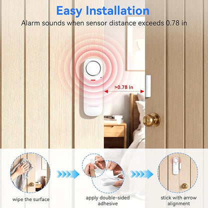 TECKNET Door Alarms When Opened, 2.4G WiFi Smart Door Sensor Alarm & Chime, App Alerts, Door Alarms for Kids Safety, Wireless Window Alarms for Home Security Systems for House, Pool, Sheds, 2 PCS