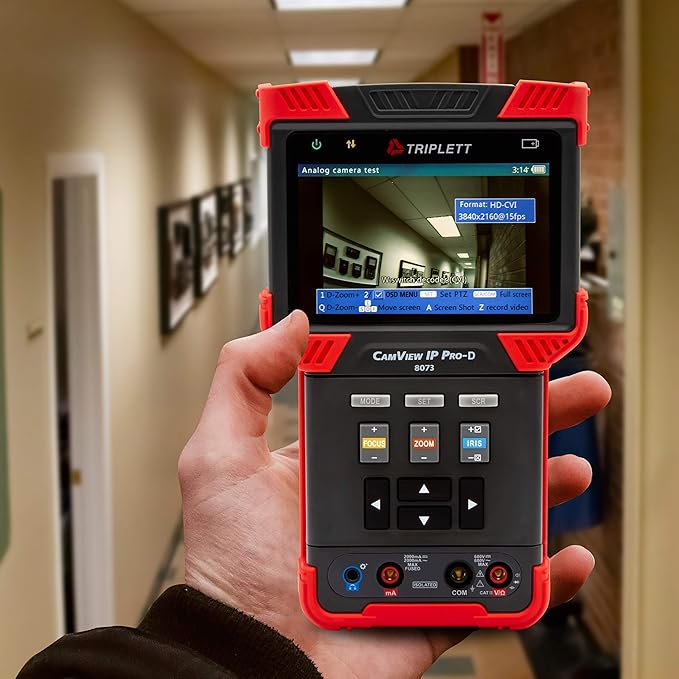 Triplett 8073 CamView IP Pro-D CCTV Camera Tester with Built-in DHCP Server - IP, AHD 2.0, HD-TVI 3.0, HD-CVI 3.0
