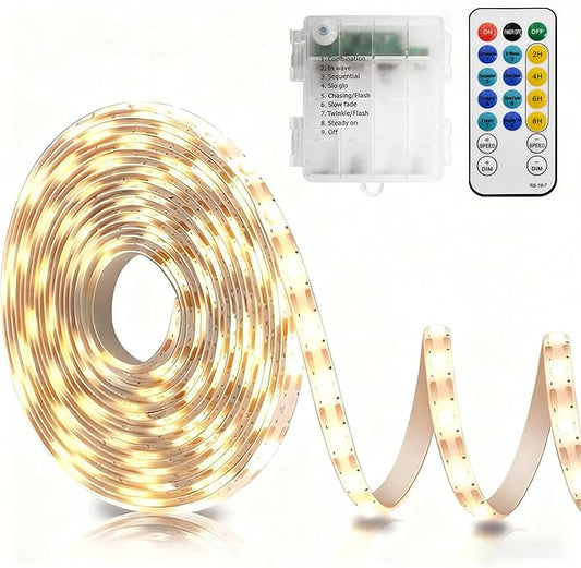 echosari Strip Lights Battery Operated, 16.5Ft 150 LED 2835 SMD Closet Strip Lights with Remote for Bedroom, Kitchen, Cabinet Décor (Warm White)