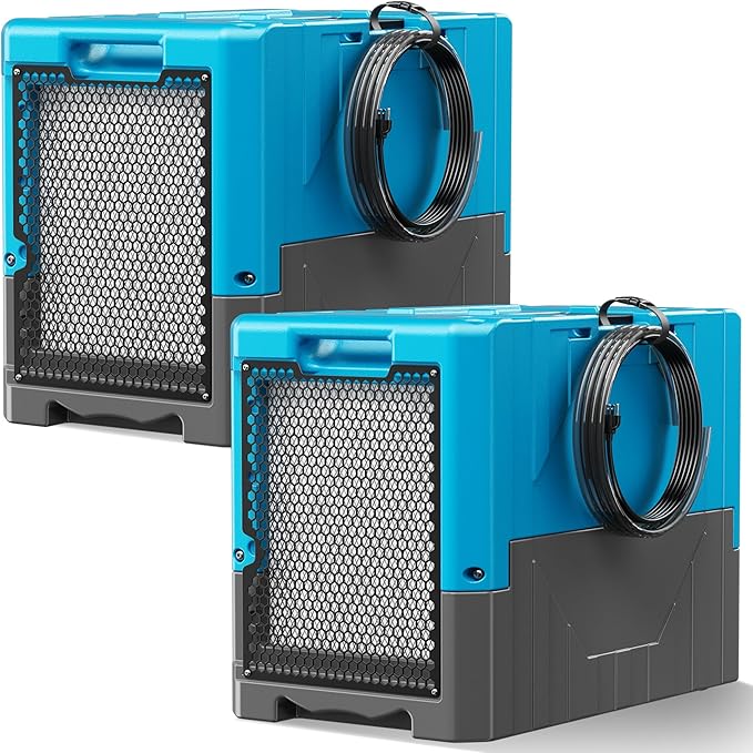 190PPD Commercial Dehumidifier with Pump for Basement-6000Sq.Ft. Warehouse, Large Crawl Space Dehumidifier for Efficient Water Damage Restoration-Auto Defrost, Memory Starting, 2026-Blue-2PC