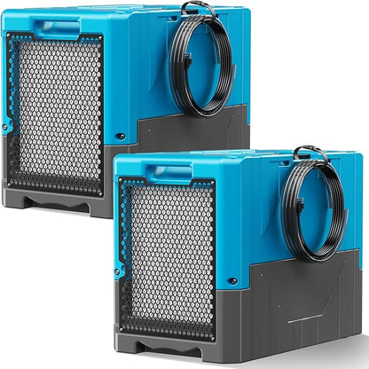 190PPD Commercial Dehumidifier with Pump for Basement-6000Sq.Ft. Warehouse, Large Crawl Space Dehumidifier for Efficient Water Damage Restoration-Auto Defrost, Memory Starting, 2026-Blue-2PC