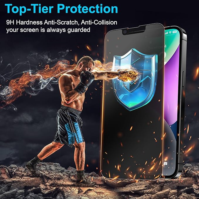 Mothca 2 Pack Matte Privacy Screen Protector for iPhone 17e / 16e / iPhone 14 / iPhone 13/13 Pro 6.1-inch [Auto Fit Box Dust-Free] Anti Spy Anti-Glare Anti-Fingerprint Full Coverage Tempered Glass