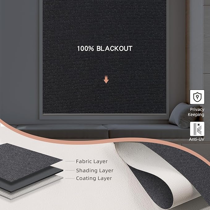Motorized Blinds Roller Shade with Remote: Canisteo Automatic Smart Blind for Windows 100% Blackout, Electric Blinds Compatible with Alexa/Google Home/Apple Homekit, Customized Size,Noir Umber