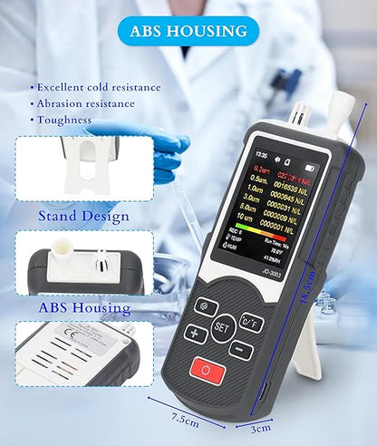Air Quality Pollution Monitor, 0.3Μm to 10Μm Pm2.5 Dust Particle Counter Data Logger, Air Quality Tester for Indoor and Outdoor, Handheld Professional Pollution Meter, Dust Partic