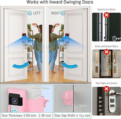 Homalor Ring Doorbell Mount - Pink, All Metal Anti Theft Doorbell Holder for Ring & Blink, No Drill Required