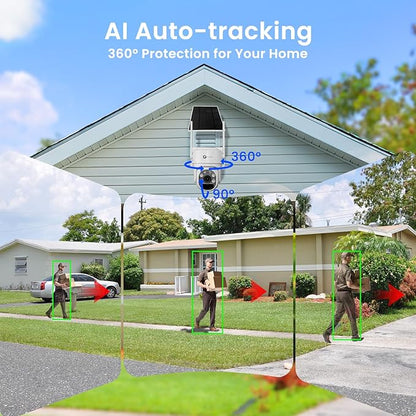 xmartO Wire-Free Solar PTZ AI Tracking Security Camera System, 4-Cam Kit, 4MP 2K QHD + 4K 10CH Expandable WiFi NVR, 120-Day+ Local Video Storage, All-Weather Solar Charging